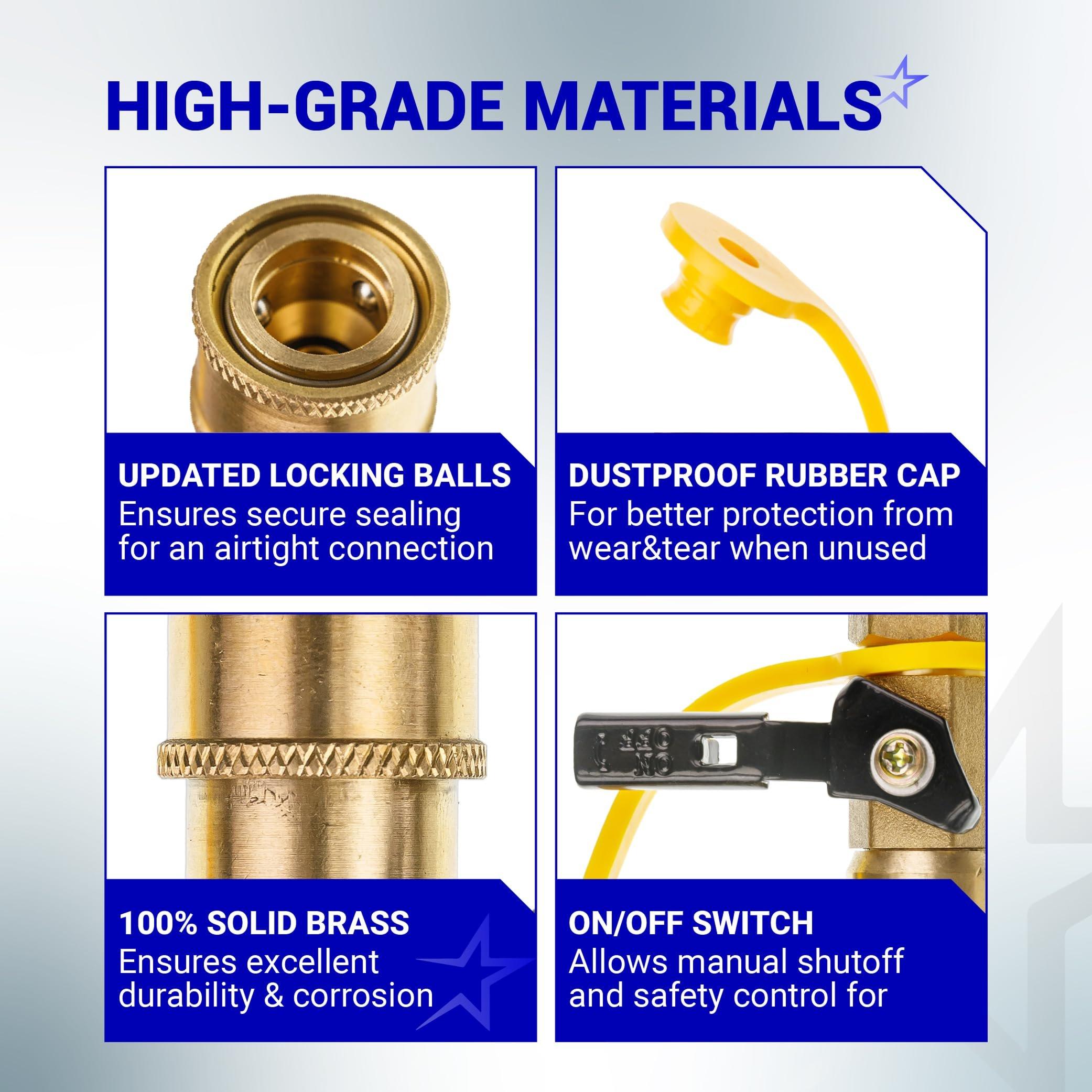 [Lifetime Warranty] 1/4" RV Propane Quick Connect Y Splitter Adapter with Shutoff Valve image 4