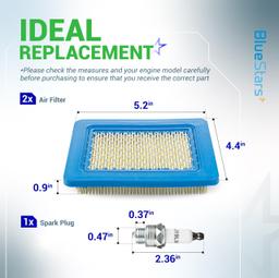 [Lifetime Warranty] 2 Pcs 491588S Air Filter 5062K Spark Plug thumbnail 2