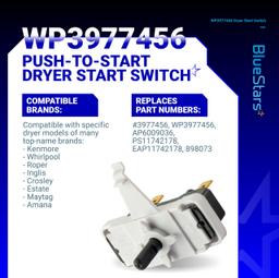[Lifetime Warranty] 3977456 WP3977456 Dryer Start Switch for Kenmore, Whirlpool, Maytag, Amana Dryers - Replaces AP6009036, PS11742178, EAP11742178, 898073 thumbnail 1