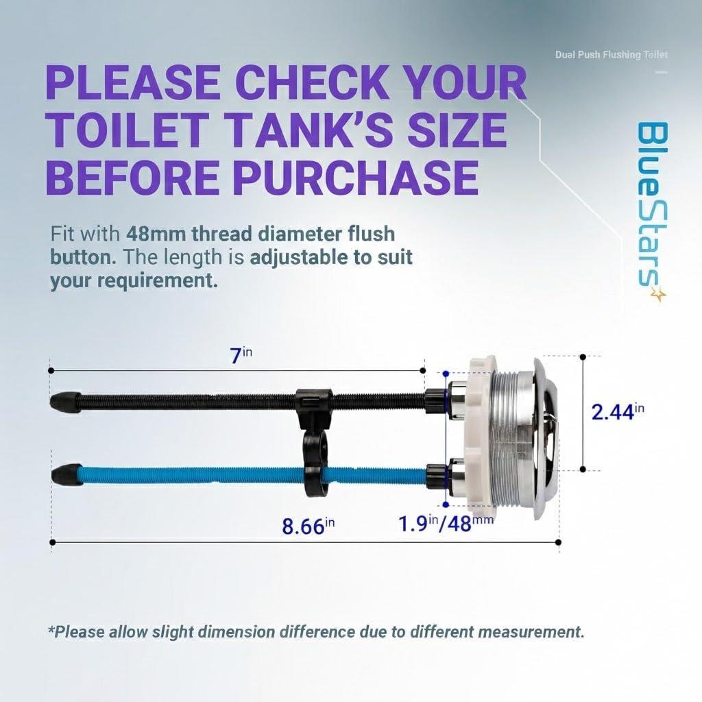 [Lifetime Warranty] 48mm/1.89in Thread Diameter Dual Push Flushing Toilet Water Tank Button image 1