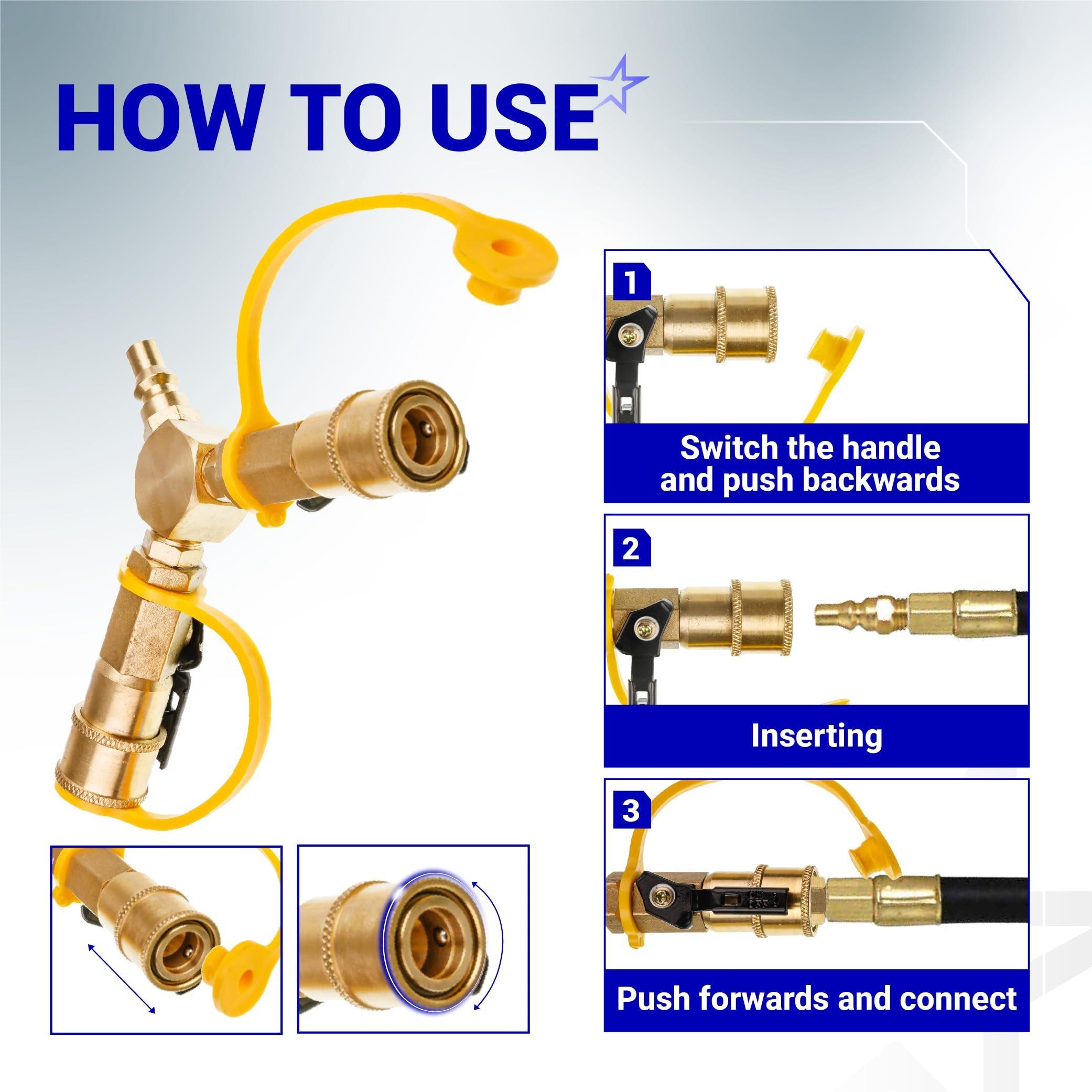 [Lifetime Warranty] 1/4" RV Propane Quick Connect Y Splitter Adapter with Shutoff Valve image 5