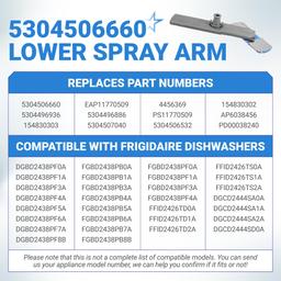 [Lifetime Warranty] 5304506660 Dishwasher Lower Spray Arm LFID2426TF5A FFID2426TS1A - Compatible with several Frigidaire Dishwashers Wash Arm Assembly - Replaces 5304496886 5304496936 AP6038456 thumbnail 3