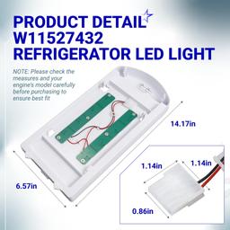 [Lifetime Warranty] W11527432 Refrigerator Light, 6000K Bright White - Compatible with Whirlpool Maytag WRX735SDH200 WRX735SDBM02 WRX735SDBM03 - Replaces W11101384 W11333374 W11387579 W11042554 thumbnail 1