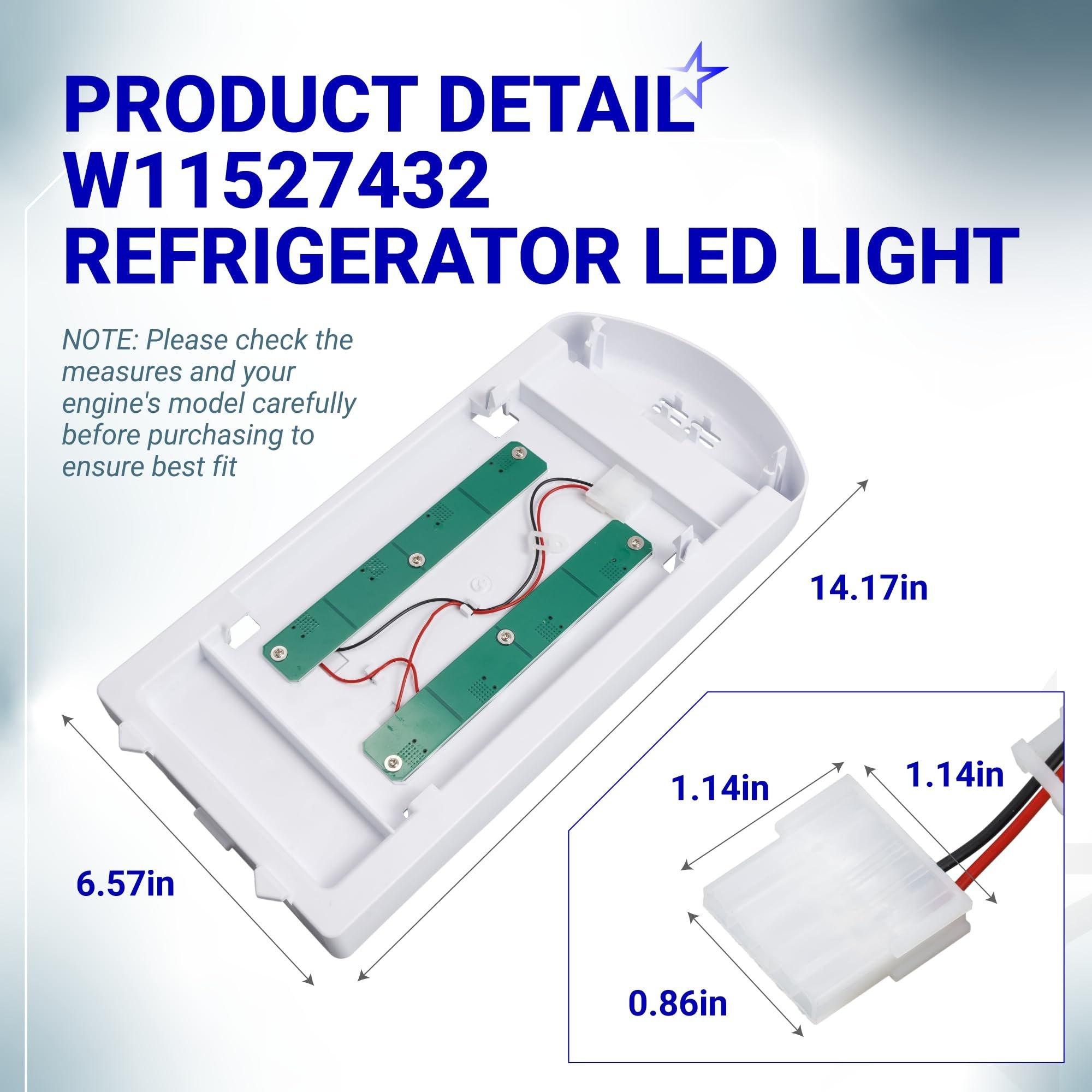 [Lifetime Warranty] W11527432 Refrigerator Light, 6000K Bright White - Compatible with Whirlpool Maytag WRX735SDH200 WRX735SDBM02 WRX735SDBM03 - Replaces W11101384 W11333374 W11387579 W11042554 image 1