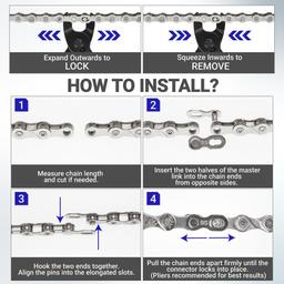 9 Speed Bike Chain 1/2 x 11/128 Inch (116 Links) with Quick Link - Compatible with Shimano SRAM Campagnolo thumbnail 7
