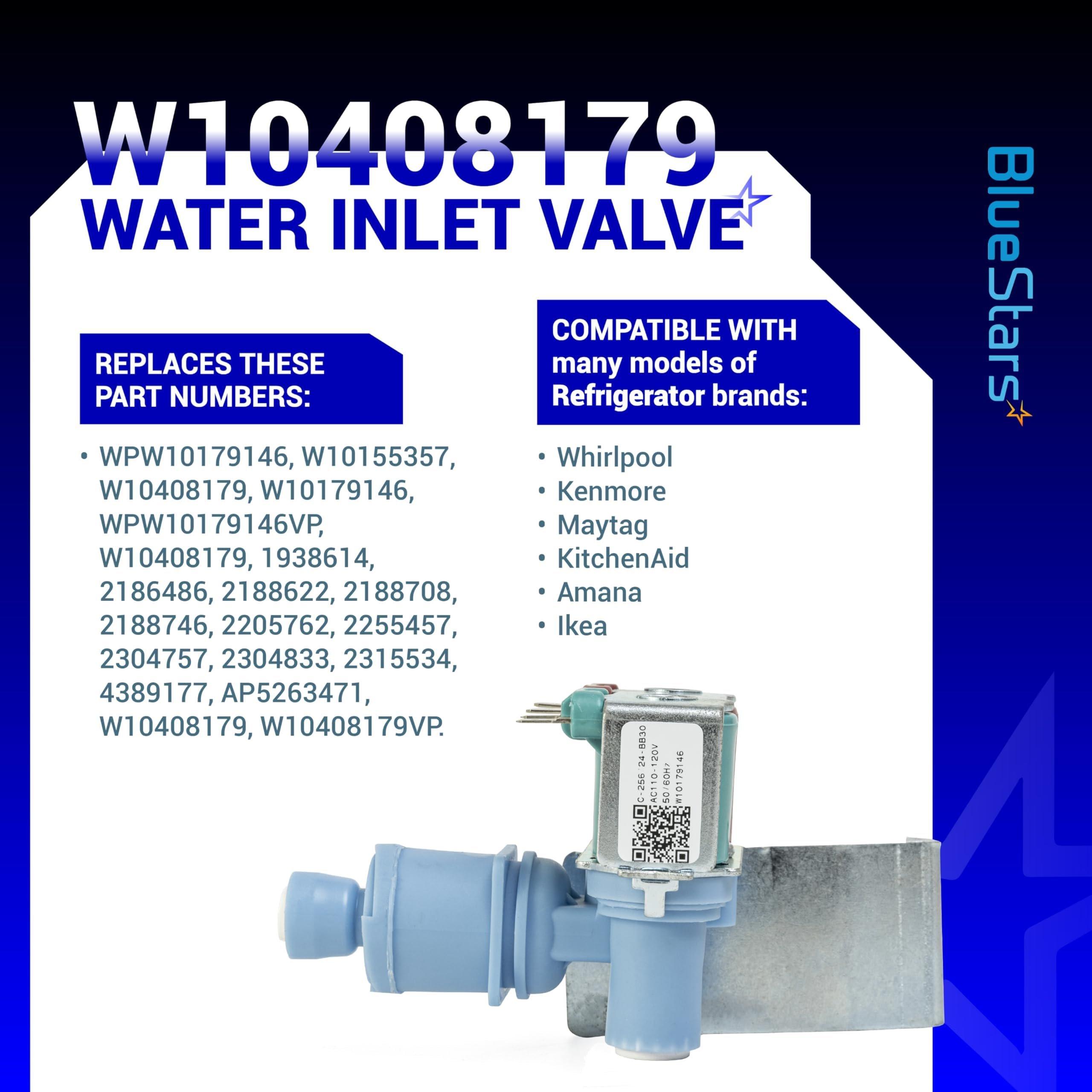 [Lifetime Warranty] W10408179 Water Inlet Valve for Refrigerator Kenmore Whirlpool KitchenAid - Replaces WPW10179146 W10155357 W10179146 WPW10179146VP W10408179 1938614 2186486 image 1