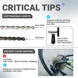 9 Speed Bike Chain 1/2 x 11/128 Inch (116 Links) with Quick Link - Compatible with Shimano SRAM Campagnolo thumbnail 5