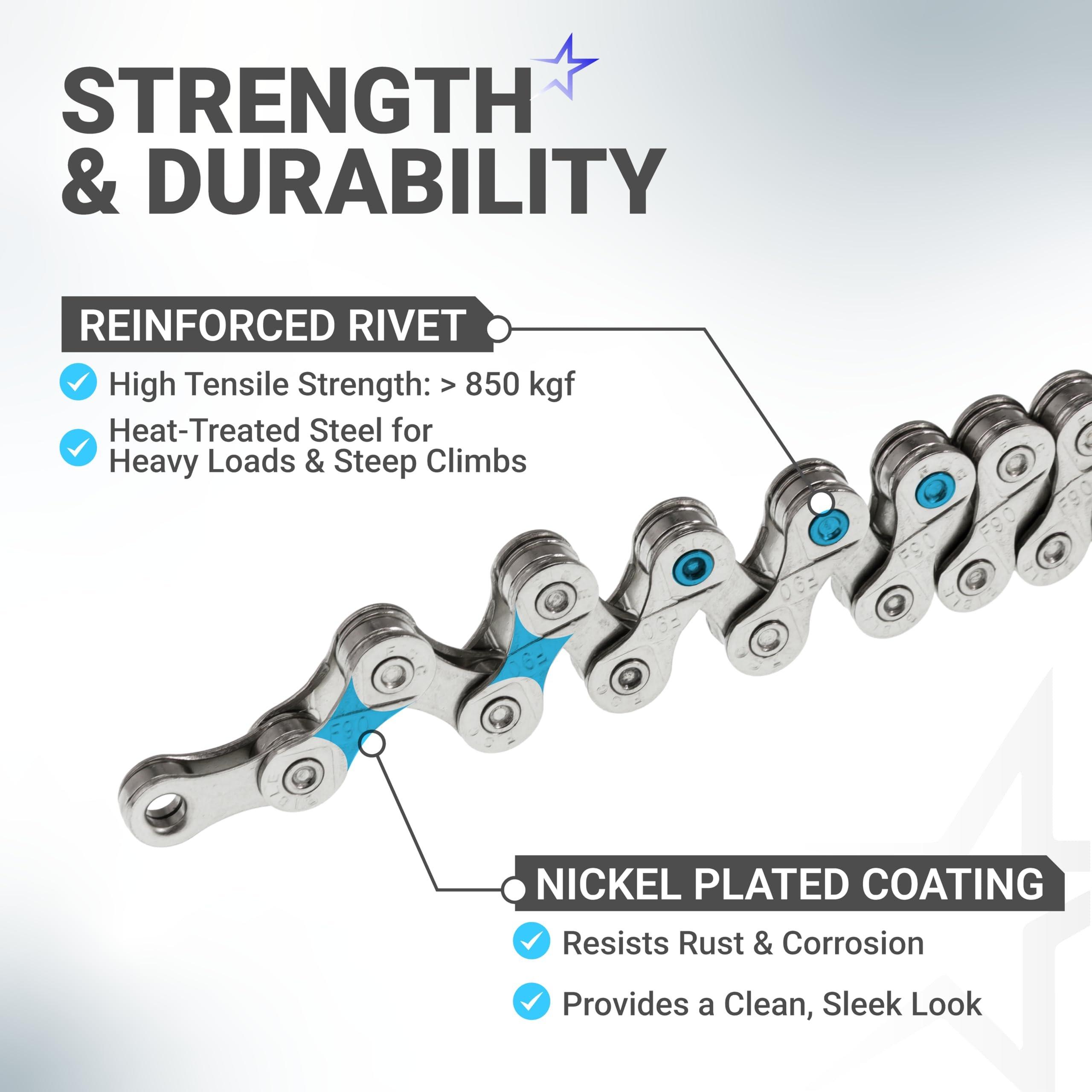 9 Speed Bike Chain 1/2 x 11/128 Inch (116 Links) with Quick Link - Compatible with Shimano SRAM Campagnolo image 3