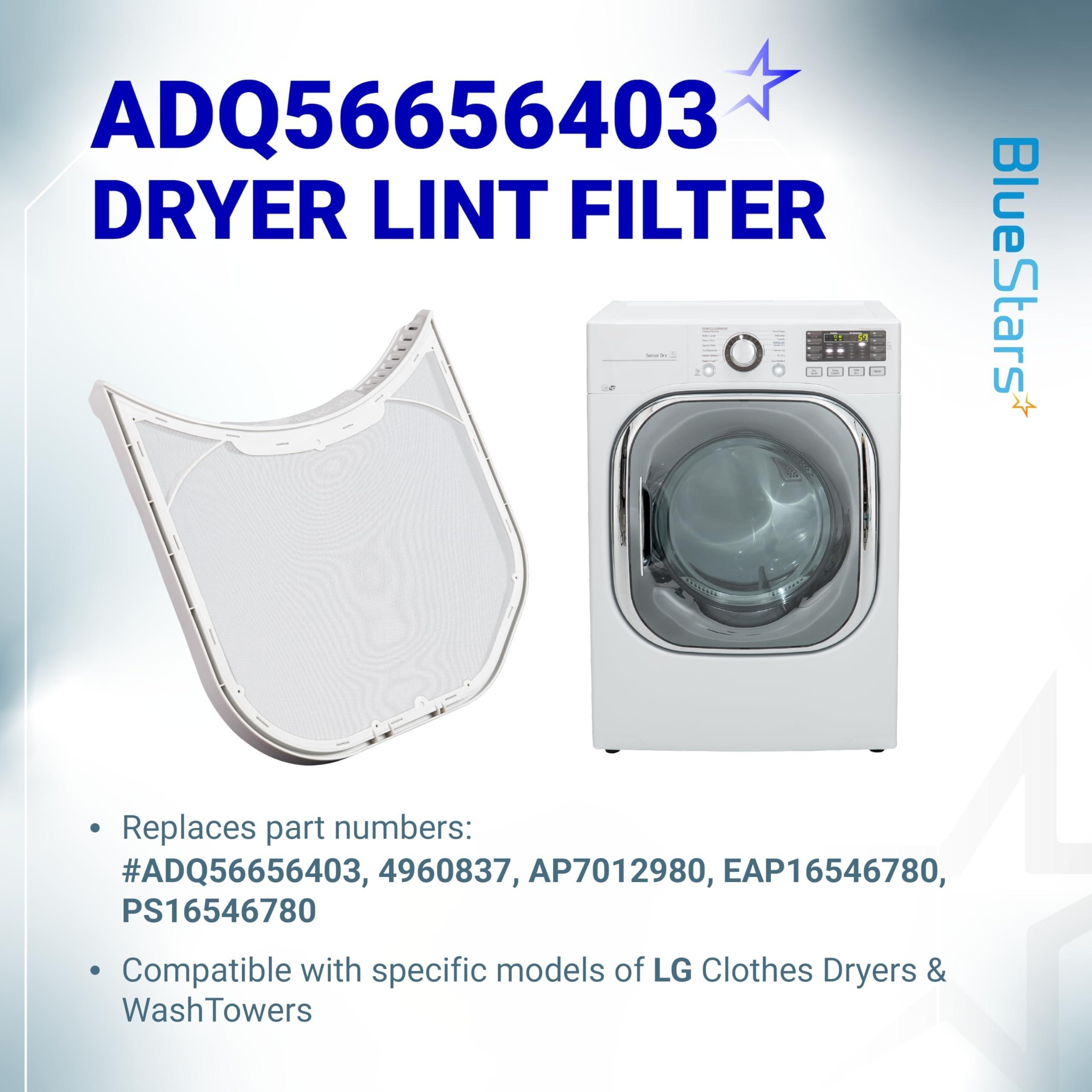 [Lifetime Warranty] ADQ56656403 Lint Filter Replacement - 11.2" x 10.9" Dryer Lint Filter Trap Screen Strainer - Replaces 4960837 AP7012980 PS16546780 image 1