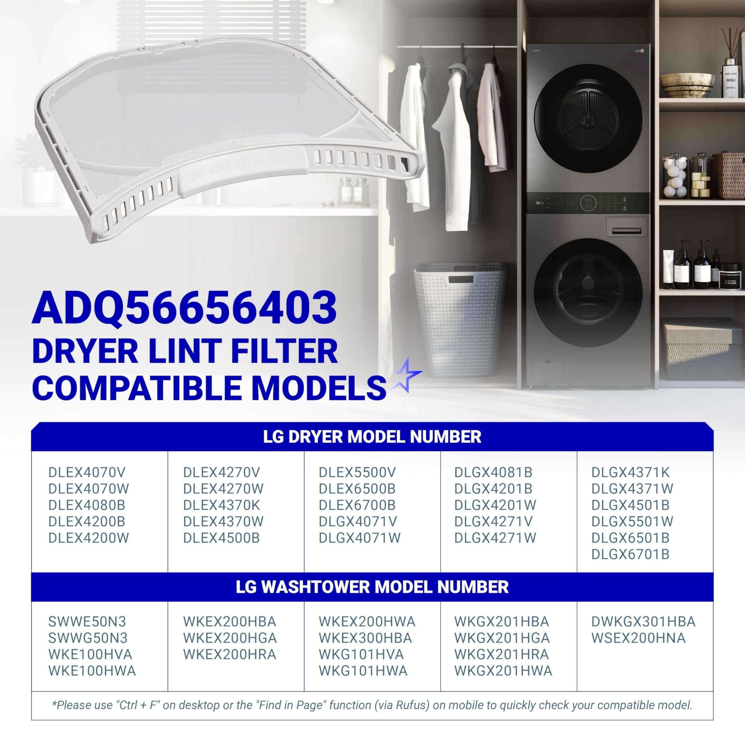 [Lifetime Warranty] ADQ56656403 Lint Filter Replacement - 11.2" x 10.9" Dryer Lint Filter Trap Screen Strainer - Replaces 4960837 AP7012980 PS16546780 image 7