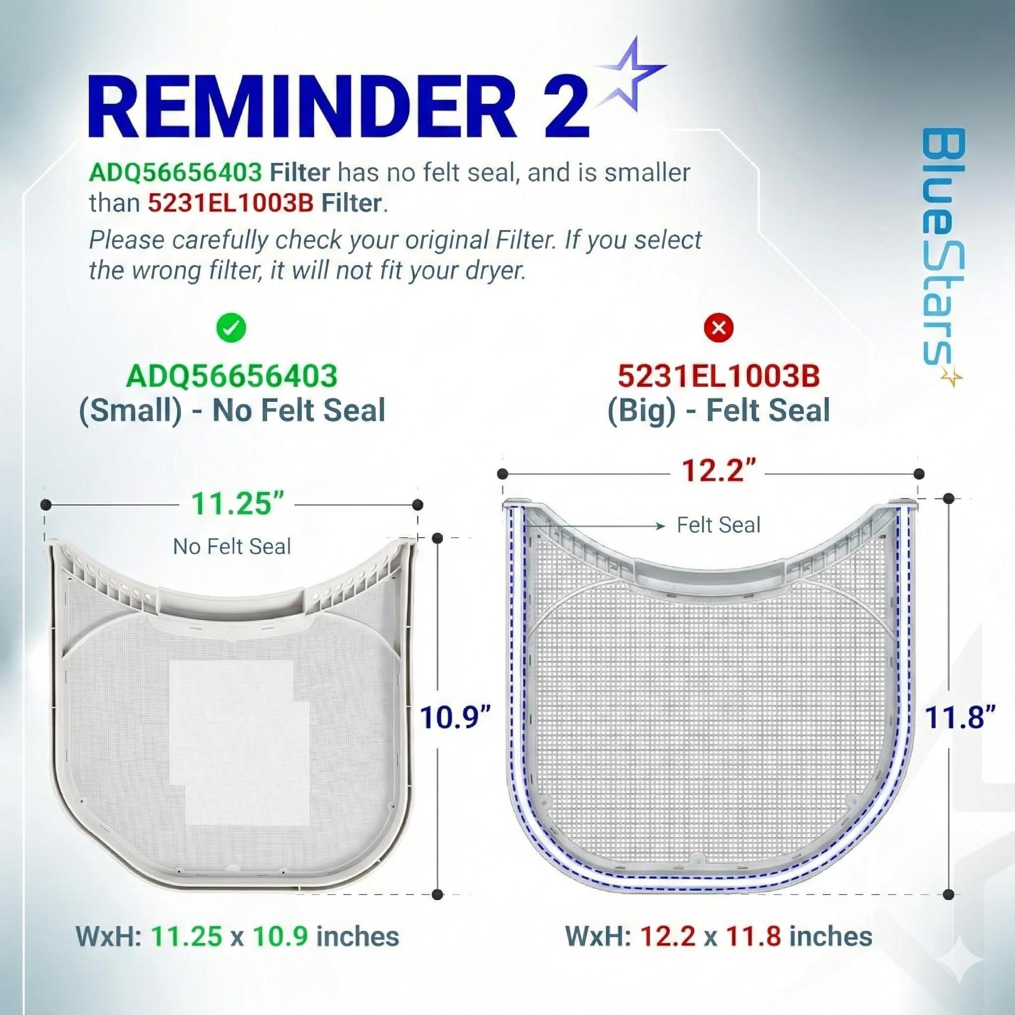 [Lifetime Warranty] ADQ56656403 Lint Filter Replacement - 11.2" x 10.9" Dryer Lint Filter Trap Screen Strainer - Replaces 4960837 AP7012980 PS16546780 image 3