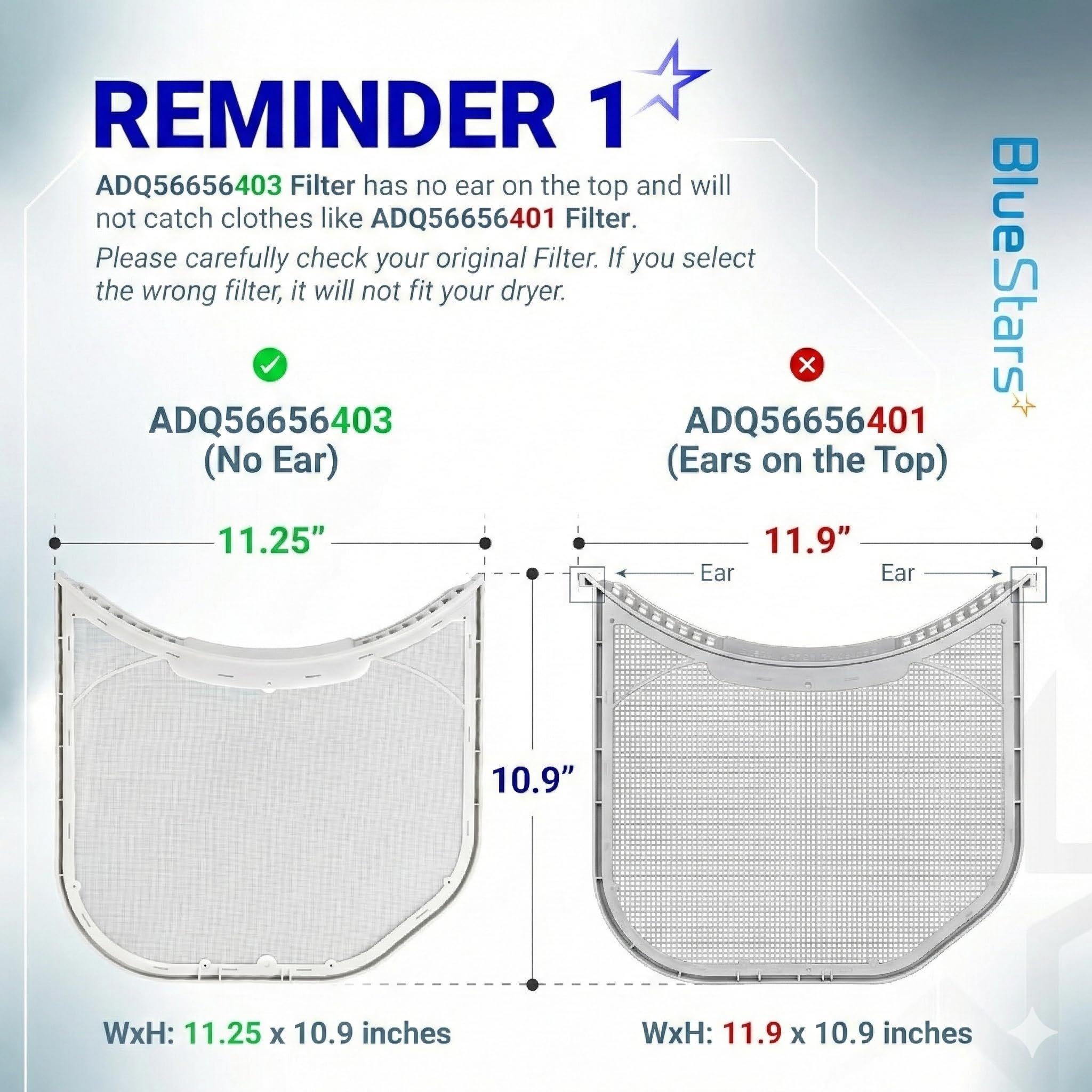 [Lifetime Warranty] ADQ56656403 Lint Filter Replacement - 11.2" x 10.9" Dryer Lint Filter Trap Screen Strainer - Replaces 4960837 AP7012980 PS16546780 image 2