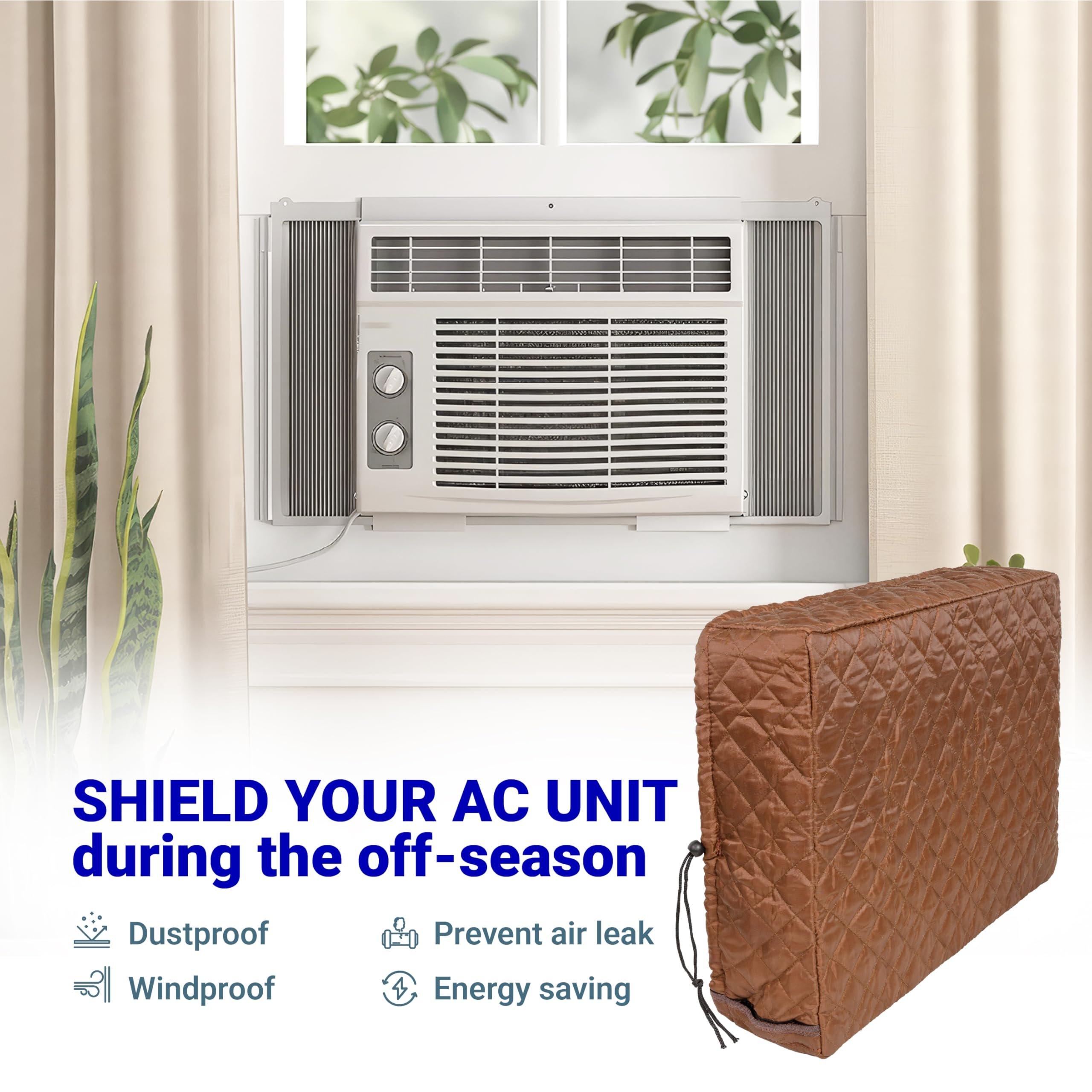 [Lifetime Warranty] Window Air Conditioner Cover Indoor with Velcro Sides - Inside AC Cover for Winter - Polyester Fiber Fill Layers Insulation - 17" x 13" x 3.5" (Brown) image 5