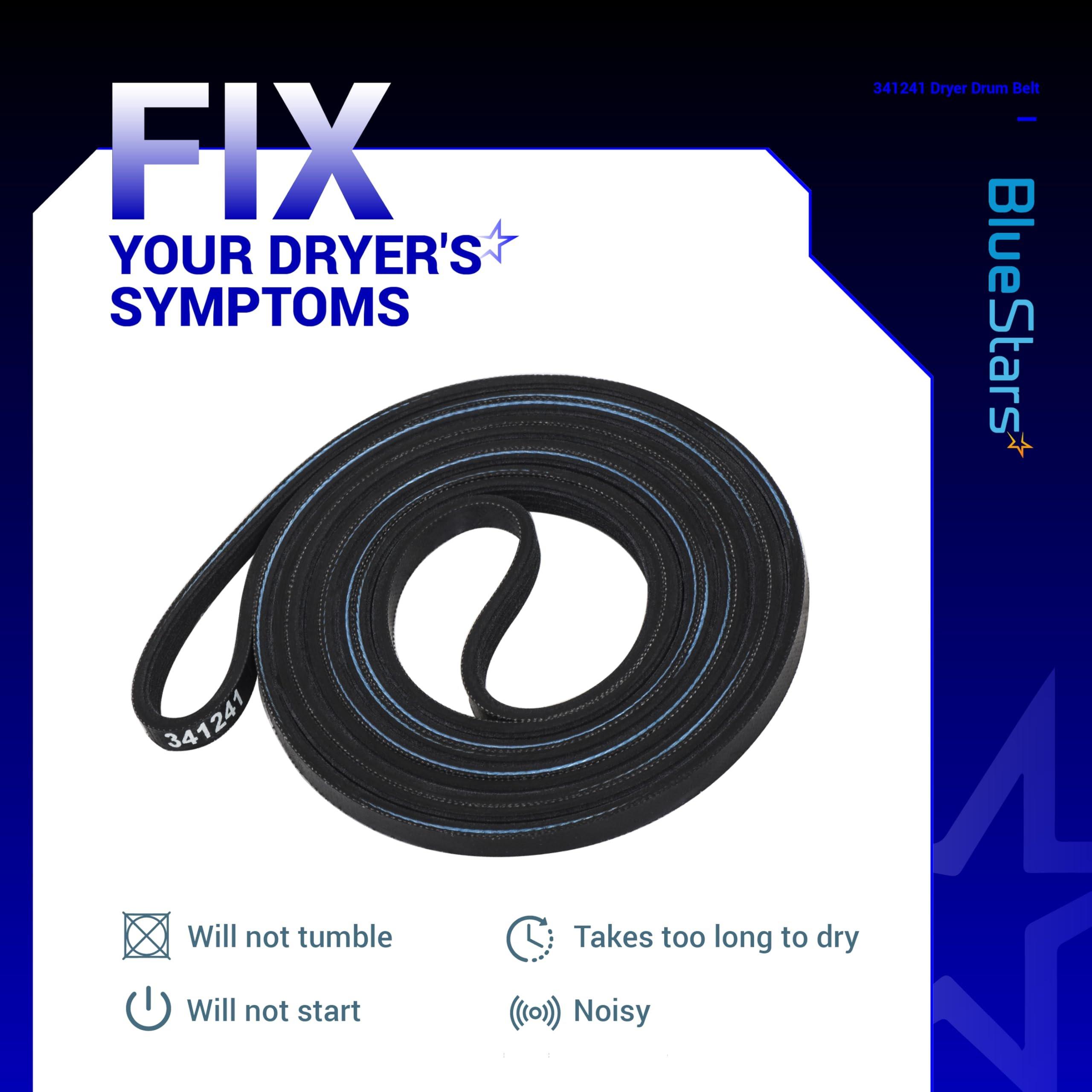 [Lifetime Warranty] 341241 Dryer Drum Belt - Compatible with Whirlpool Kenmore Dryers - Replaces 8066065 AP2946843 W10127457 PS346995 14210003 31531589 31001026 3394651 529597 - Pack of 2 image 3