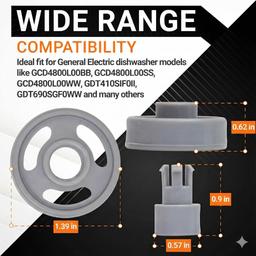 [Lifetime Warranty] WD12X10231 Dishwasher Lower Rack Wheel with Stud - Compatible with General Electric Dishwashers - Replaces 1263942 AP3994981 PS1481883 EA1481883 - Pack of 8 thumbnail 1