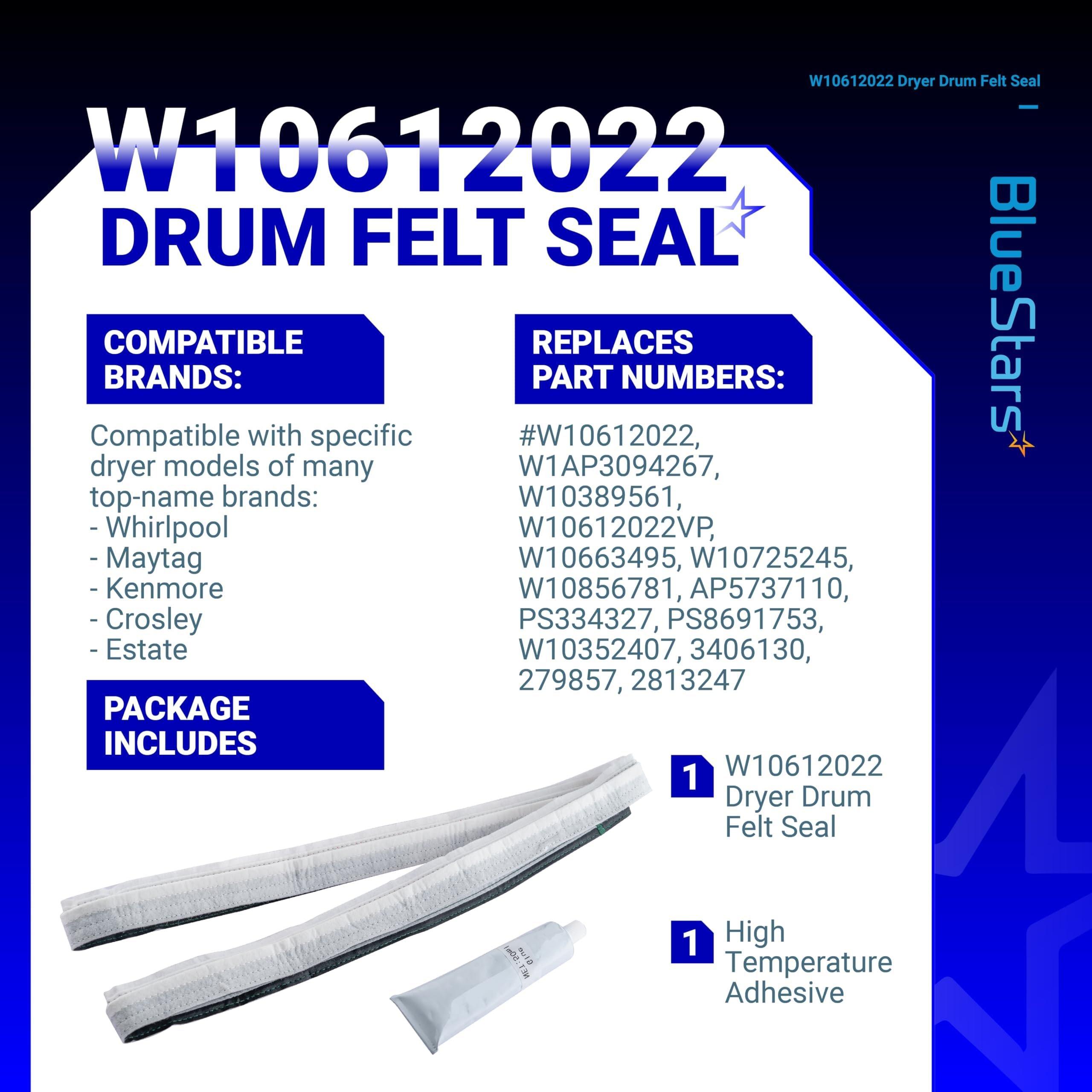 [Lifetime Warranty] W10612022 Dryer Rear Drum Felt Seal Kit for Whirlpool, Maytag, Kenmore, Crosley Dryers - Replaces MEDC215EW, AP5737110, PS8691753, AP3094267, PS334327, W10389561 image 5