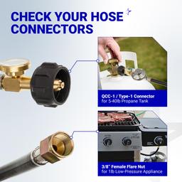 [Lifetime Warranty] 3 Feet Propane Regulator Hose with Propane Tank Gauge - Universal Grill Regulator Replacement Part for Most LP Gas Grill Heater and Fire Pit Table 3/8" Female Flare Nut - CSA Certified thumbnail 2