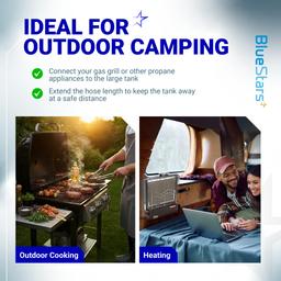 [Lifetime Warranty] 6 Feet Propane Hose Extension with 3/8" Female Flare x 3/8" Male Flare - Stainless Steel Braided Propane Tank Gas Line Hose thumbnail 6