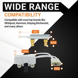 [Lifetime Warranty] 3392519 PO2 & 3406107 Dryer Thermal Fuse and Door Switch Set Replacement - Compatible with Whirlpool Kenmore Dryers - Replaces 3388651 694511 3406109 3405100 3406101 thumbnail 2