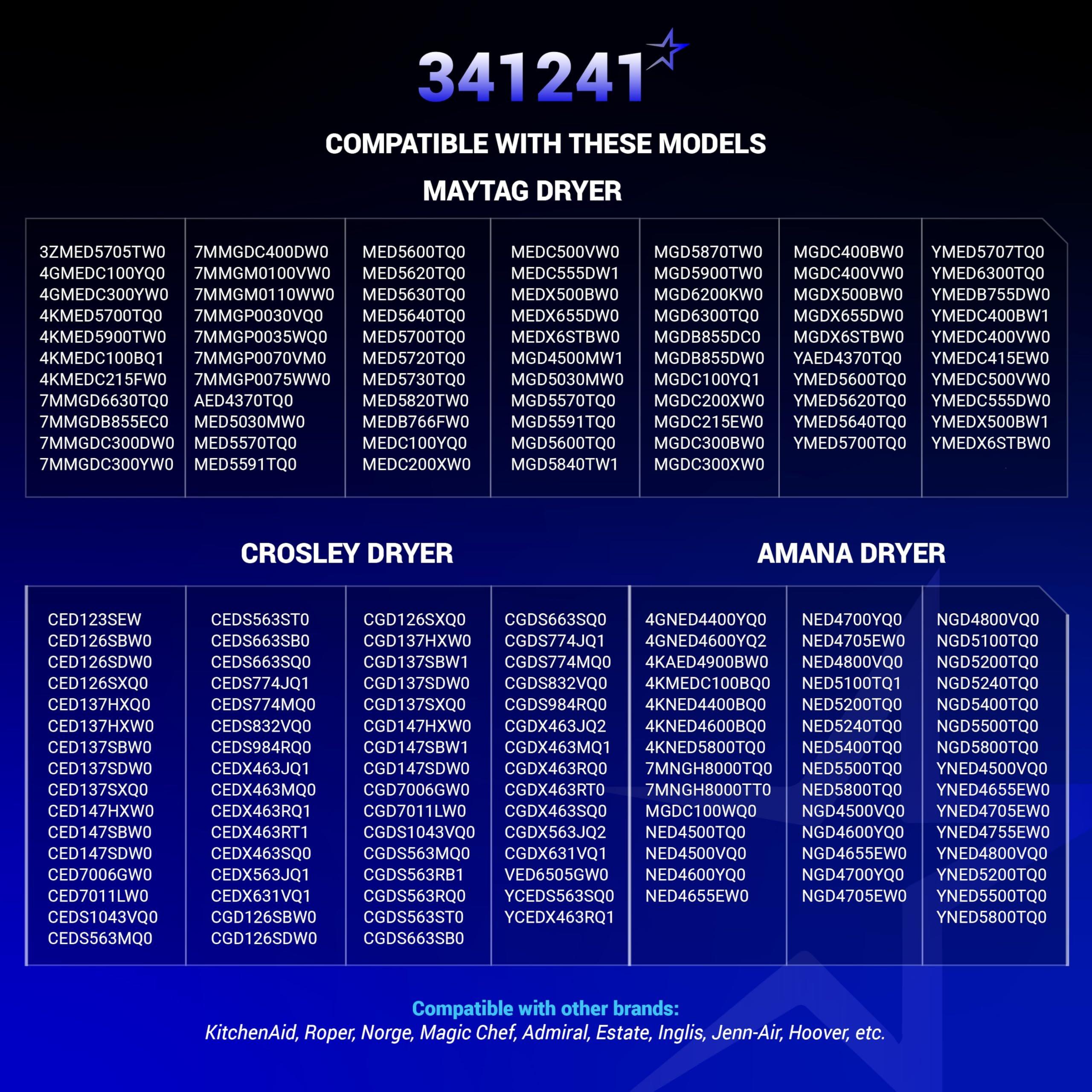 [Lifetime Warranty] 341241 Dryer Drum Belt - Compatible with Whirlpool Kenmore Dryers - Replaces 8066065 AP2946843 W10127457 PS346995 14210003 31531589 31001026 3394651 529597 - Pack of 2 image 7