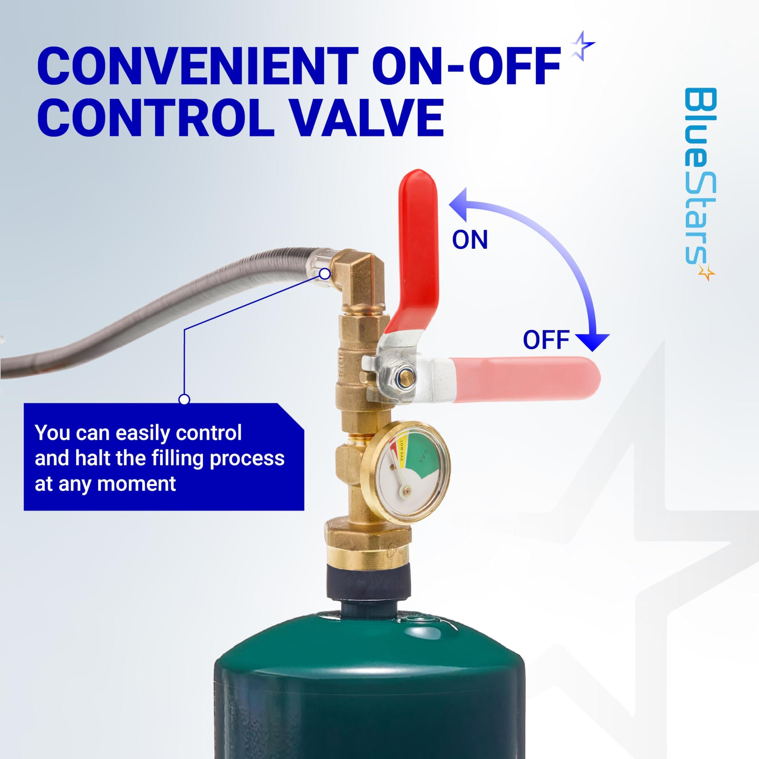 [Lifetime Warranty] 3 Feet Propane Refill Adapter Hose with Gauge & ON/Off Control Valve - Extension Propane Refill Hose Fill 1 LB Bottles from Large 5-40LB Tank - 350PSI High Pressure CSA Certified image 3