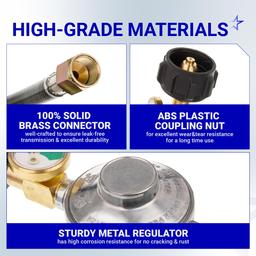 [Lifetime Warranty] 3 Feet Propane Regulator Hose with Propane Tank Gauge - Universal Grill Regulator Replacement Part for Most LP Gas Grill Heater and Fire Pit Table 3/8" Female Flare Nut - CSA Certified thumbnail 5