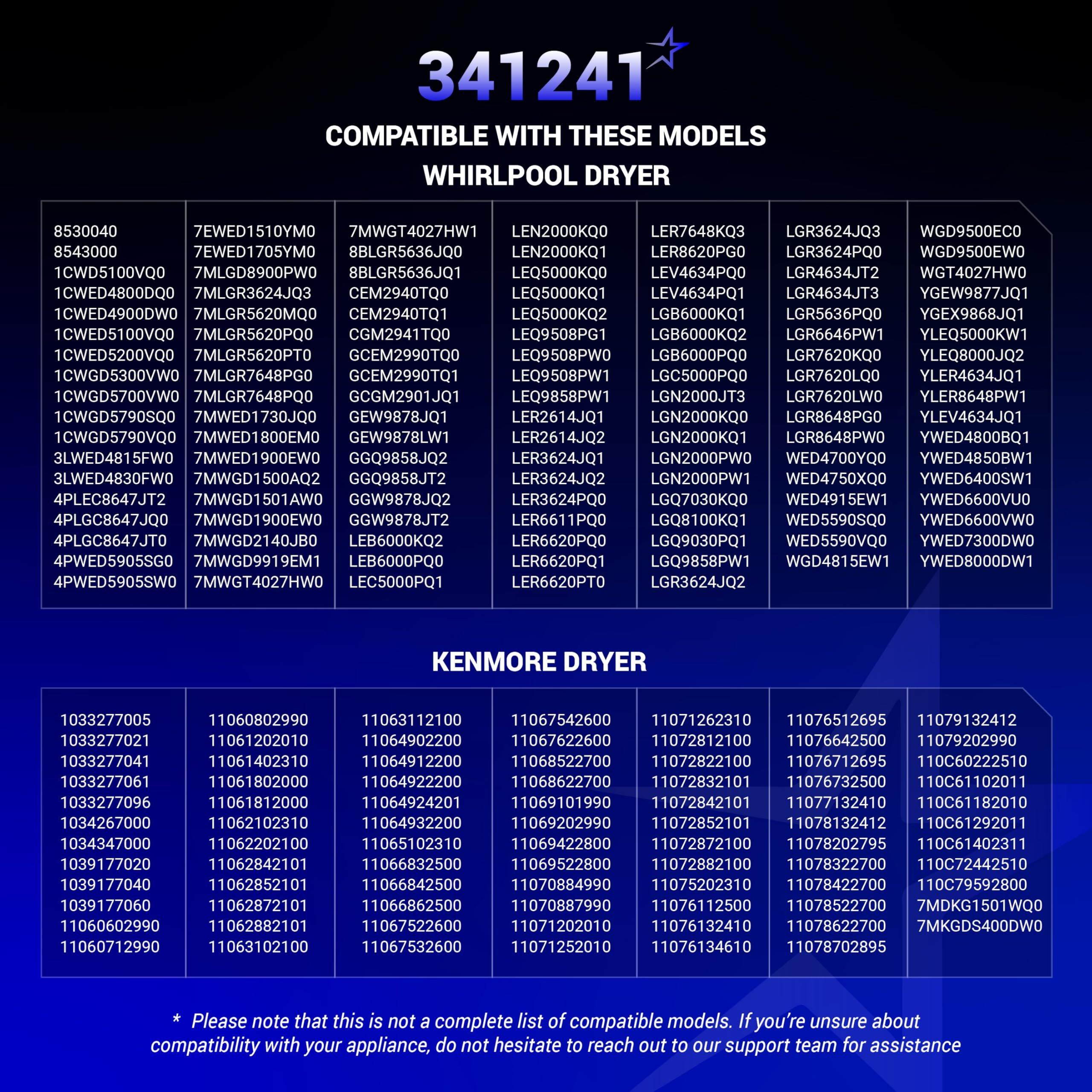 [Lifetime Warranty] 341241 Dryer Drum Belt - Compatible with Whirlpool Kenmore Dryers - Replaces 8066065 AP2946843 W10127457 PS346995 14210003 31531589 31001026 3394651 529597 - Pack of 2 image 6