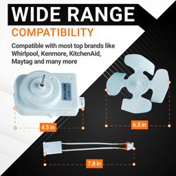 [Lifetime Warranty] W10124096 Refrigerator Condenser Fan Motor Kit - Compatible with Whirlpool, Kenmore & Maytag Refrigerators - Replaces AP4318657 2188538 2188727 2188732 2188891 thumbnail 1