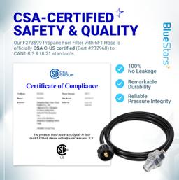 [Lifetime Warranty] Propane Fuel Filter F273699 with 6FT Hose [CSA Certified] thumbnail 1