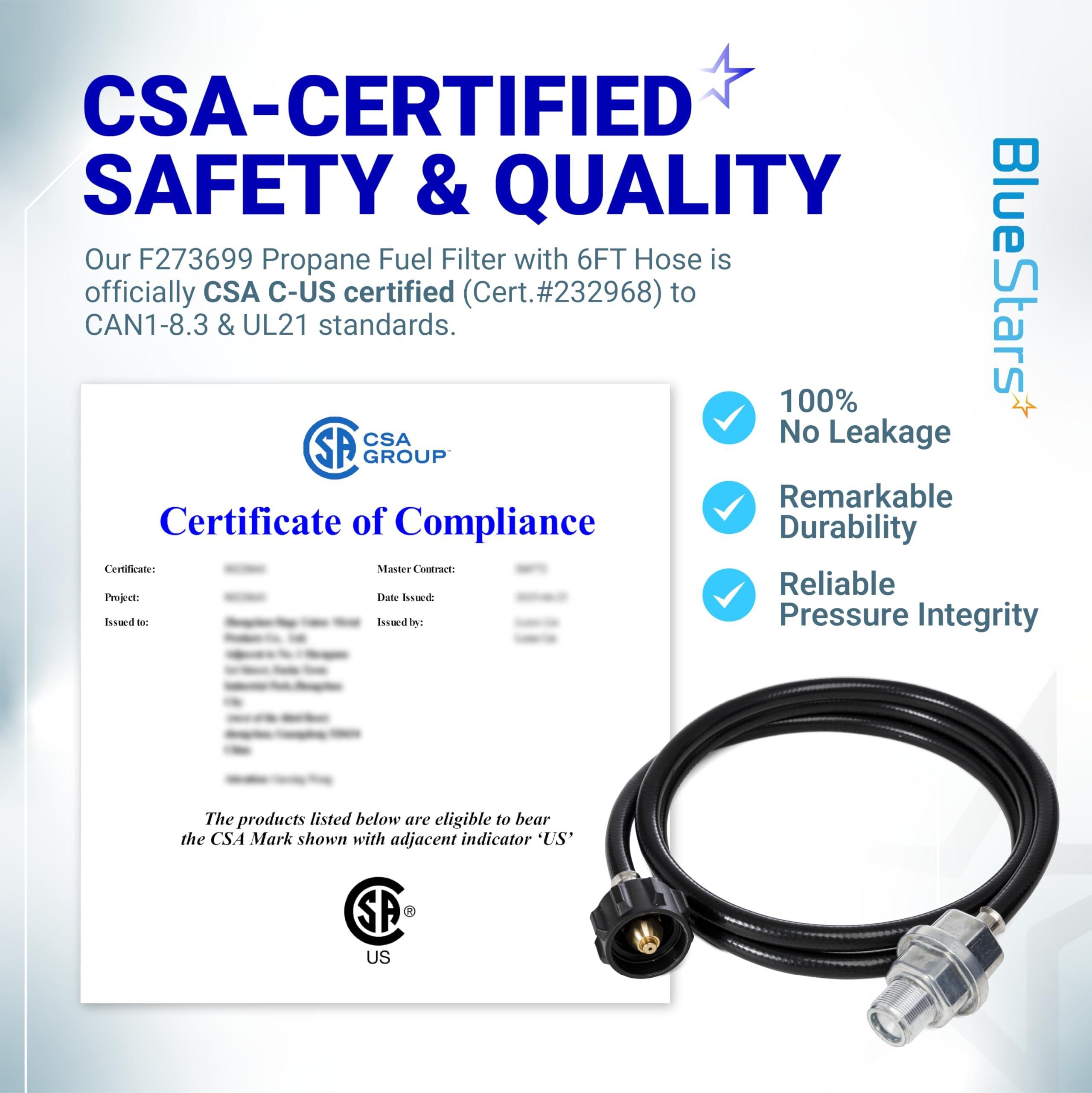 [Lifetime Warranty] Propane Fuel Filter F273699 with 6FT Hose [CSA Certified] image 1