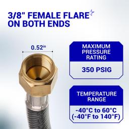 [Lifetime Warranty] 3 Feet RV Propane Hose Connector Assembly - 3/8" Female Flare x 3/8" Female Flare Quick Connect Hose 59913 thumbnail 3