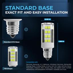 [Lifetime Warranty] WE05X20431 LED Dryer Drum Light Bulb 3.5W 120V E12 Candelabra Base 6000K Daylight for GE Whirlpool Kenmore KitchenAid - Replaces WE4M305 22002263 WP3395618 - Pack of 2 thumbnail 2