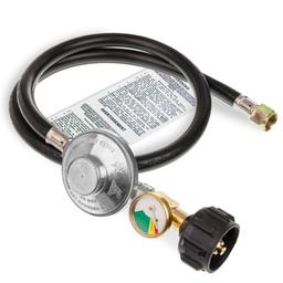 [Lifetime Warranty] 3 Feet Propane Regulator Hose with Propane Tank Gauge - Universal Grill Regulator Replacement Part for Most LP Gas Grill Heater and Fire Pit Table 3/8" Female Flare Nut - CSA Certified thumbnail 0