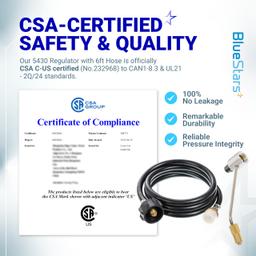 [Lifetime Warranty] 5430 Camping Stove Regulator with 6 FT Propane Adapter Hose - Connect 5lb - 20lb Large Propane Tank for Coleman Stoves & Grills, Fold N Go Stove Accessories (NOT for Roadtrip LXE Grills) thumbnail 1