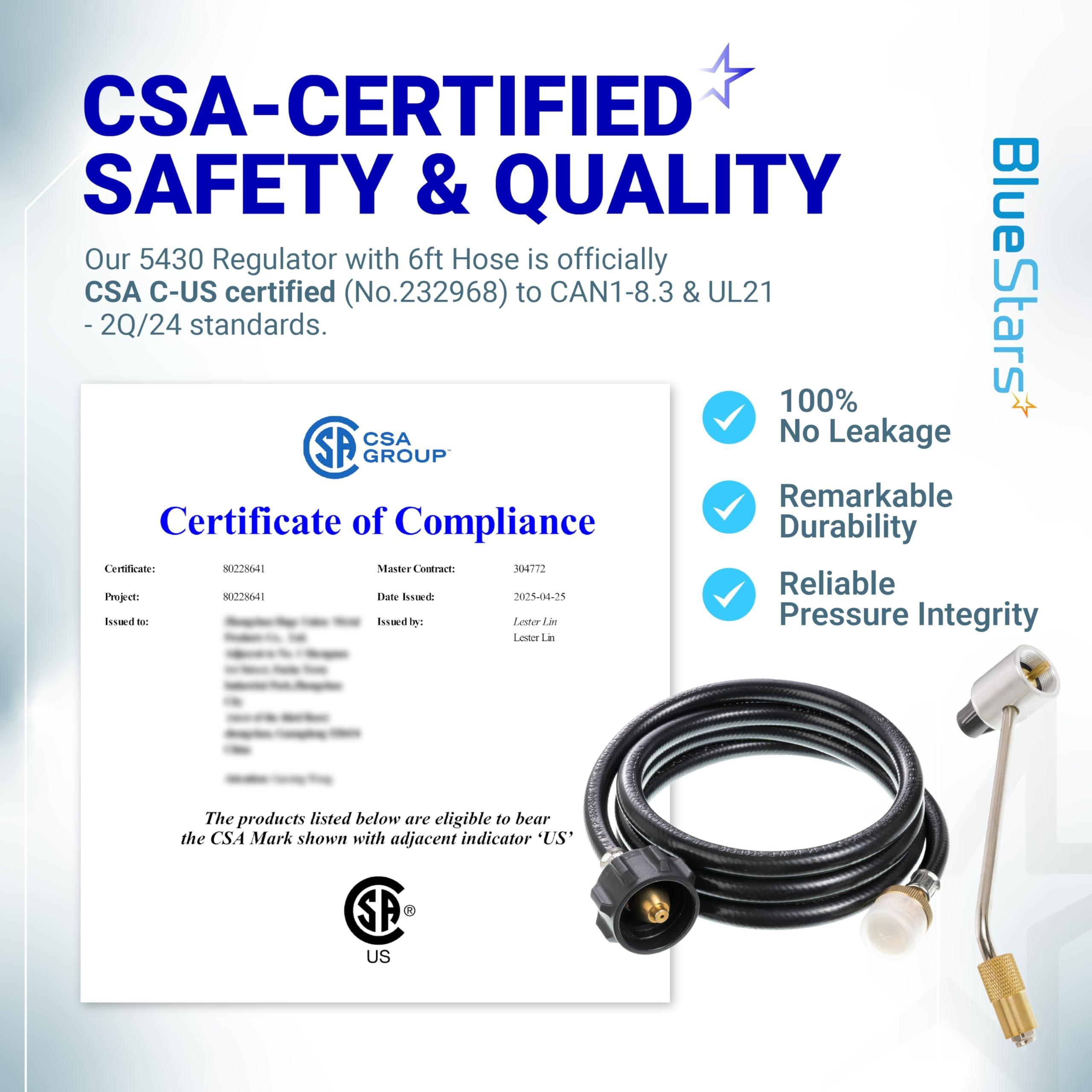 [Lifetime Warranty] 5430 Camping Stove Regulator with 6 FT Propane Adapter Hose - Connect 5lb - 20lb Large Propane Tank for Coleman Stoves & Grills, Fold N Go Stove Accessories (NOT for Roadtrip LXE Grills) image 1