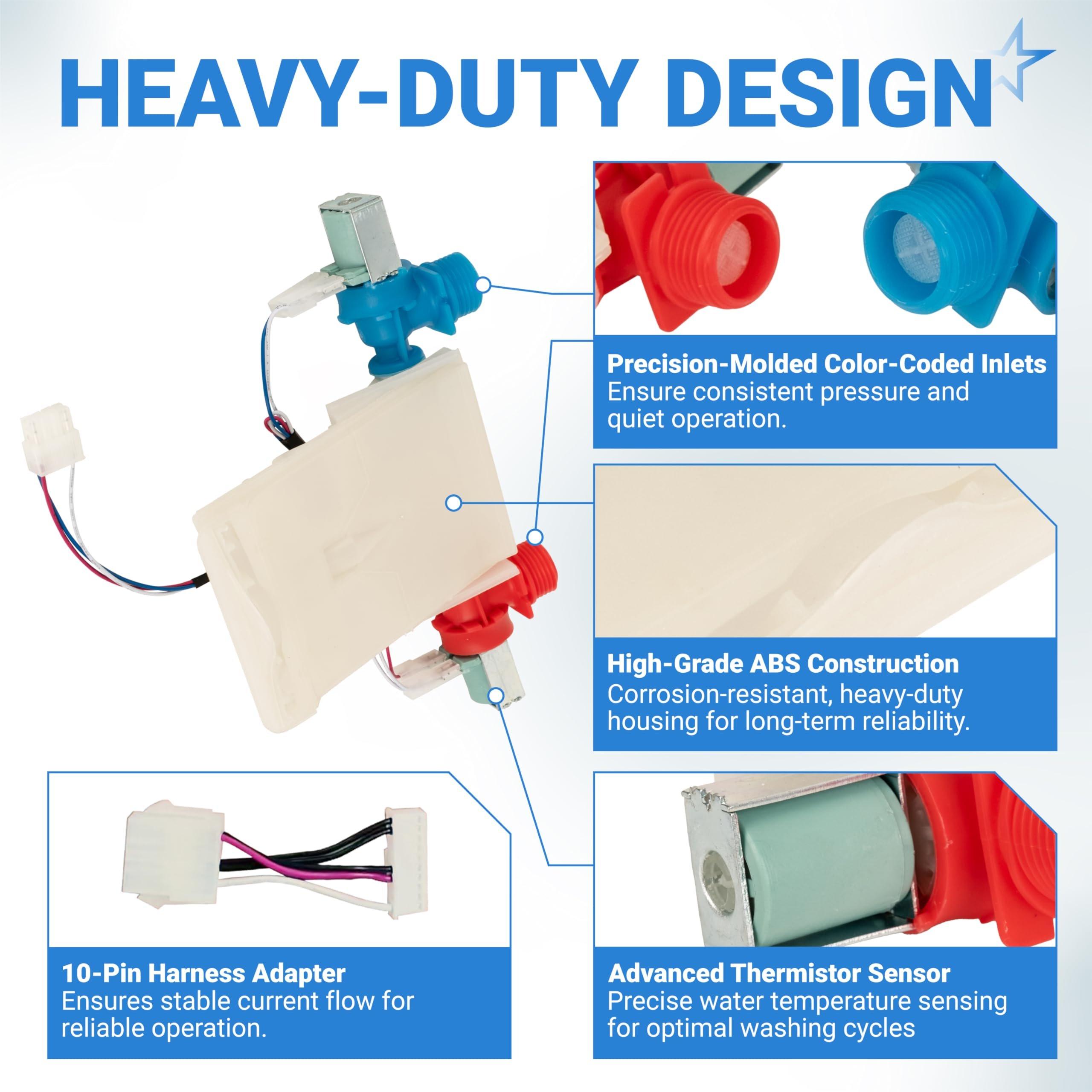 [Lifetime Warranty] W11101906 W11210463 Washer Water Inlet Valve Replacement - Compatible with Whirlpool Amana Maytag Washer - Replaces W10701461 W10883458 W10869803 W11038696 AP6329219 image 3