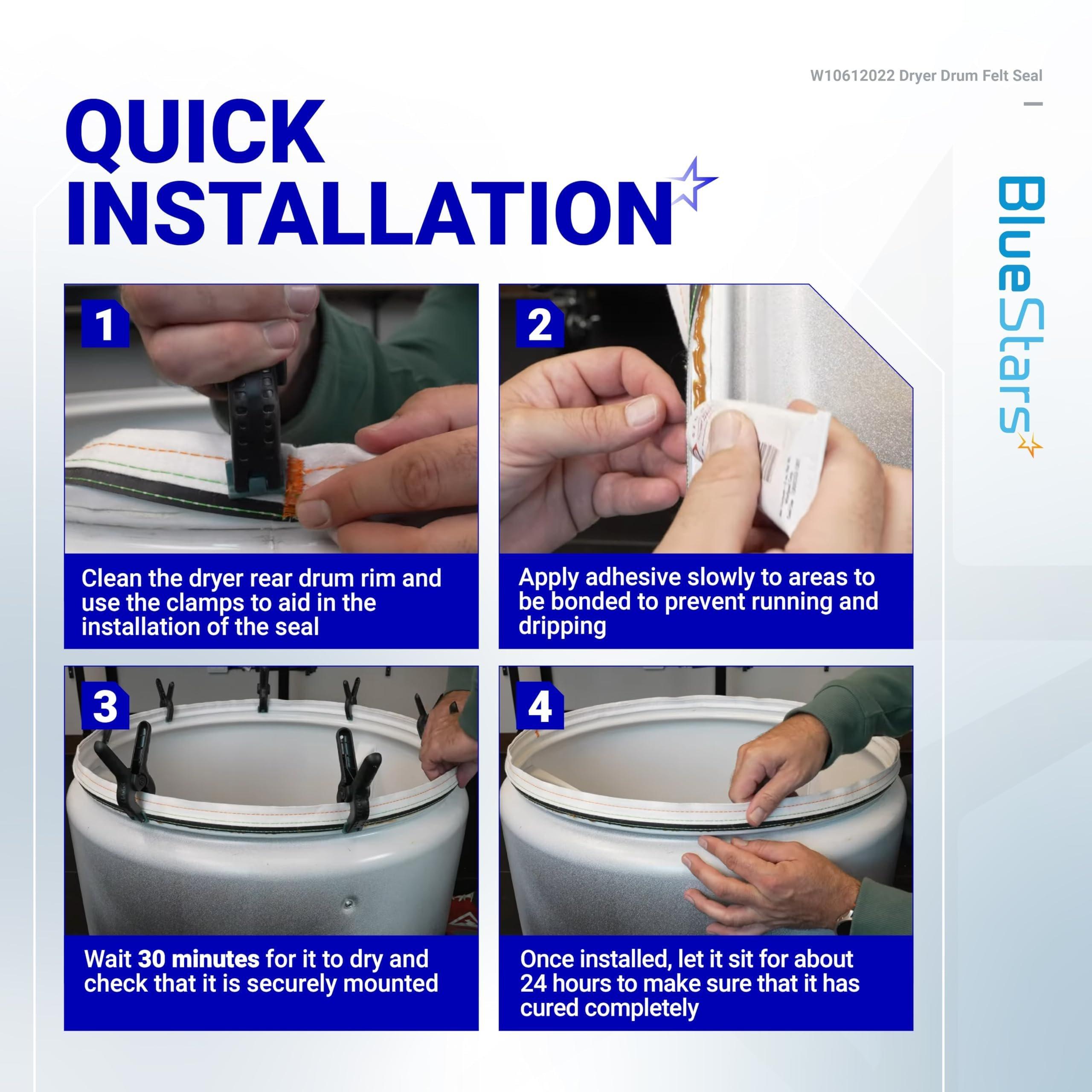 [Lifetime Warranty] W10612022 Dryer Rear Drum Felt Seal Kit for Whirlpool, Maytag, Kenmore, Crosley Dryers - Replaces MEDC215EW, AP5737110, PS8691753, AP3094267, PS334327, W10389561 image 8