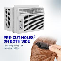 [Lifetime Warranty] Window Air Conditioner Cover Indoor with Velcro Sides - Inside AC Cover for Winter - Polyester Fiber Fill Layers Insulation - 17" x 13" x 3.5" (Brown) thumbnail 1