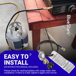 [Lifetime Warranty] 3 Feet Propane Regulator Hose with Propane Tank Gauge - Universal Grill Regulator Replacement Part for Most LP Gas Grill Heater and Fire Pit Table 3/8" Female Flare Nut - CSA Certified thumbnail 8