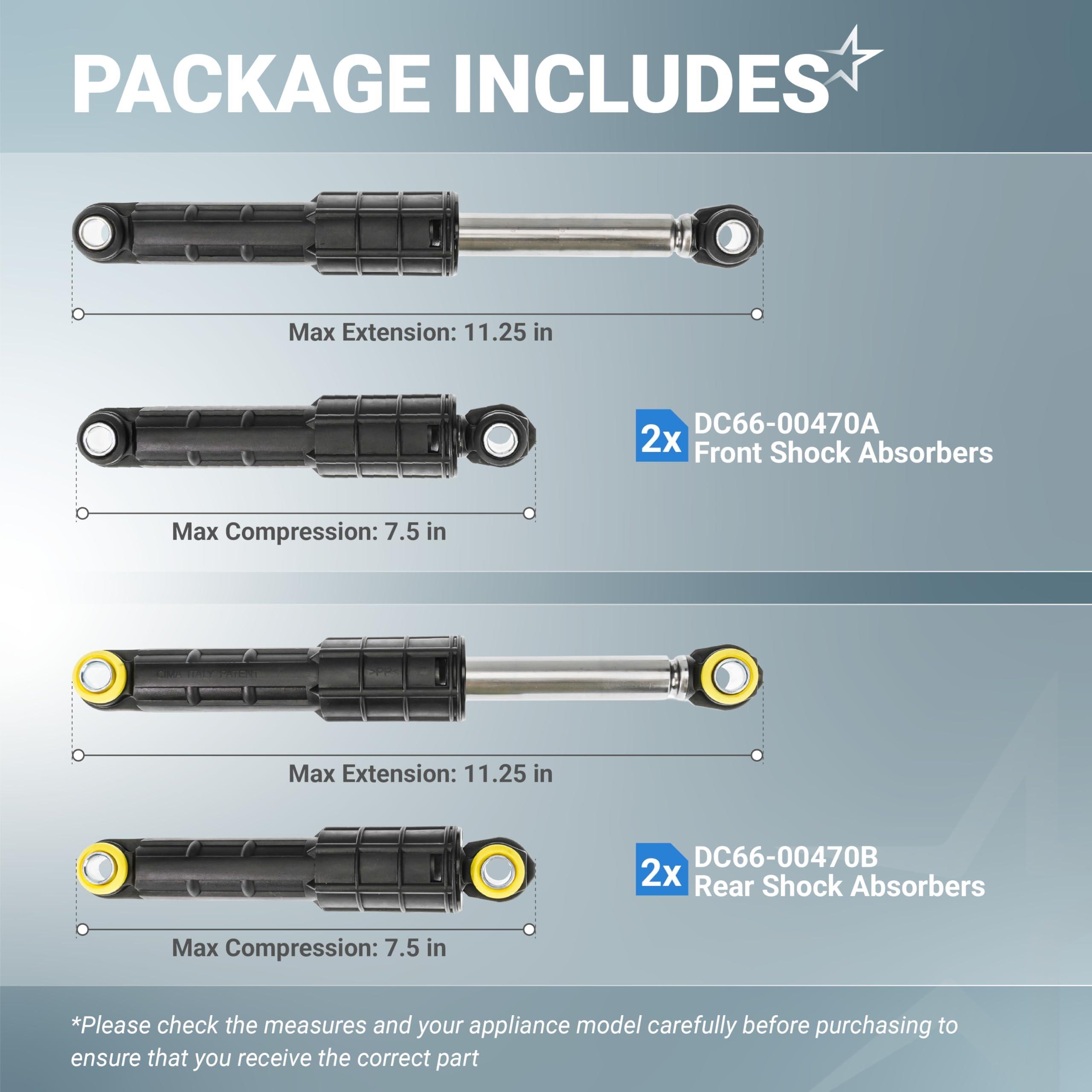 [Lifetime Warranty] DC66-00470A & DC66-00470B Washer Shock Absorber Replacement - Compatible with Samsung Washing Machines - Replaces AP4206426 2020946 DC66-00650C DC66-00650D PS4212219 - Pack of 4 image 1