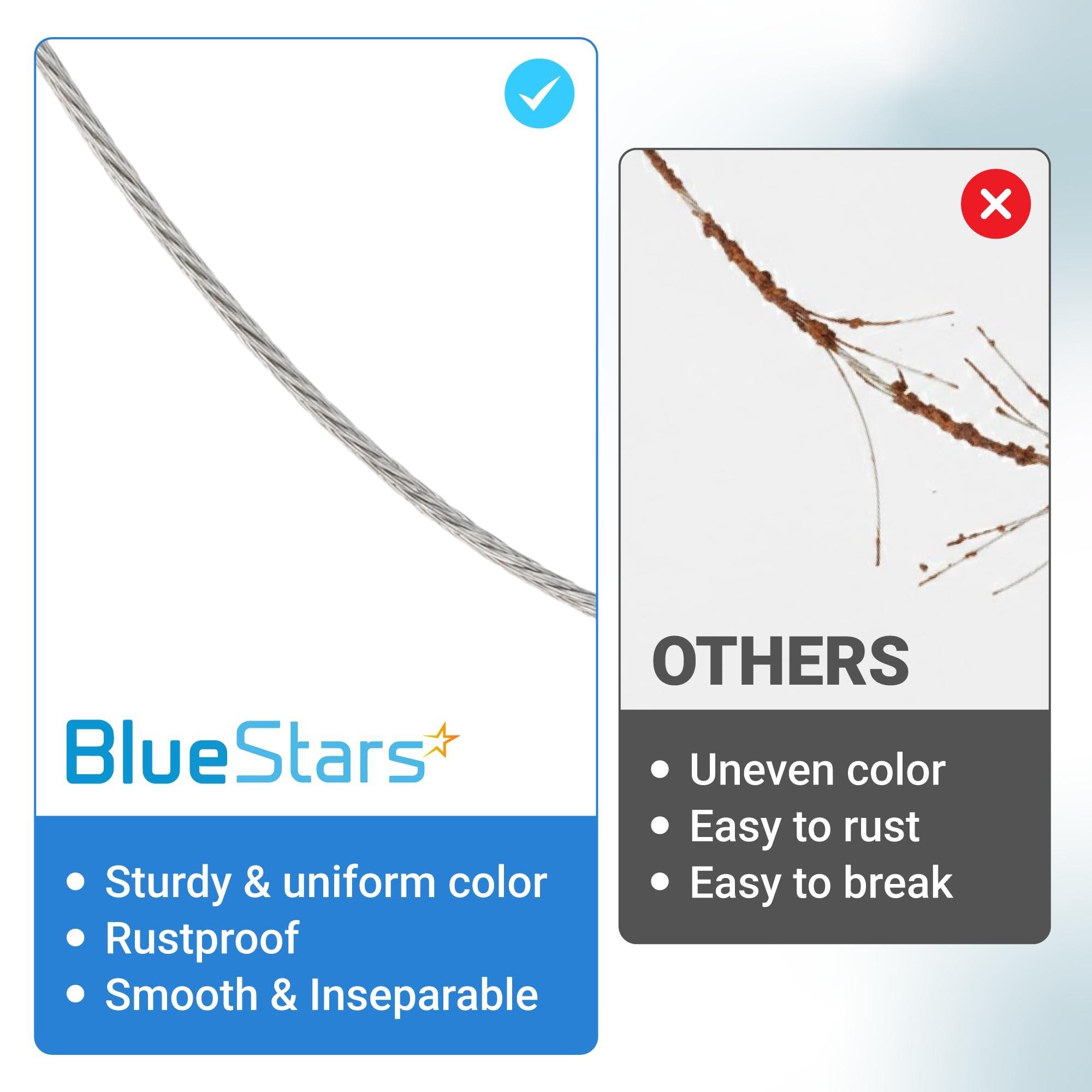 BlueStars 1/32" Wire Rope Kit - 200FT Wire Rope with 50pcs Aluminum Crimping Sleeves Stops - 7x7 Strand Core Heavy Braided Steel Cable for Deck Railing, String Lights, Garden Trellis and More image 6