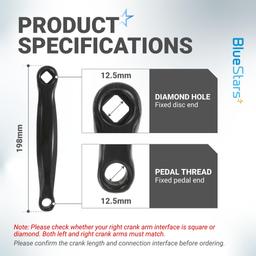 [Lifetime Warranty] Crank Left Arm with Diamond Hole, 170mm Aluminium Alloy Bicycle Crank Arm Left Replacement for Mountain Bike Road Bike (Black) thumbnail 1