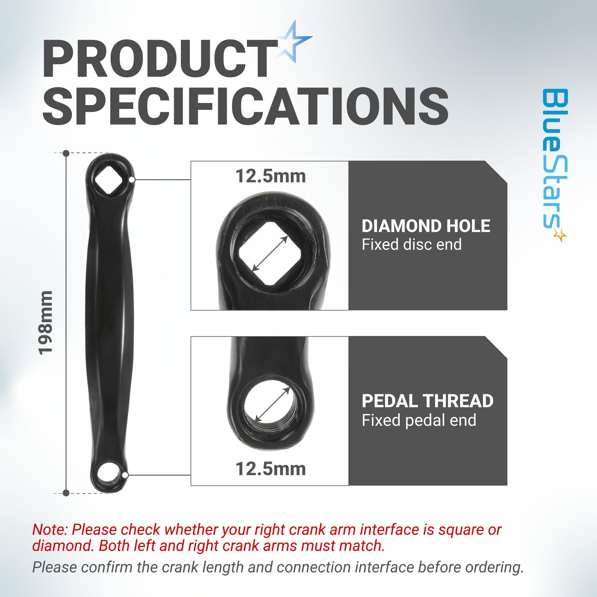 [Lifetime Warranty] Crank Left Arm with Diamond Hole, 170mm Aluminium Alloy Bicycle Crank Arm Left Replacement for Mountain Bike Road Bike (Black) image 1