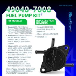 [Lifetime Warranty] 49040-7008 49040-0770 MIU12470 Fuel Pump - Compatible with Kawasaki FS FR FX Series Engines FS481V FS541V FS600V FS651V FS691V FS730V FR541V FR600V FR651V FR691V FR730V Fuel Filter Clamps thumbnail 4