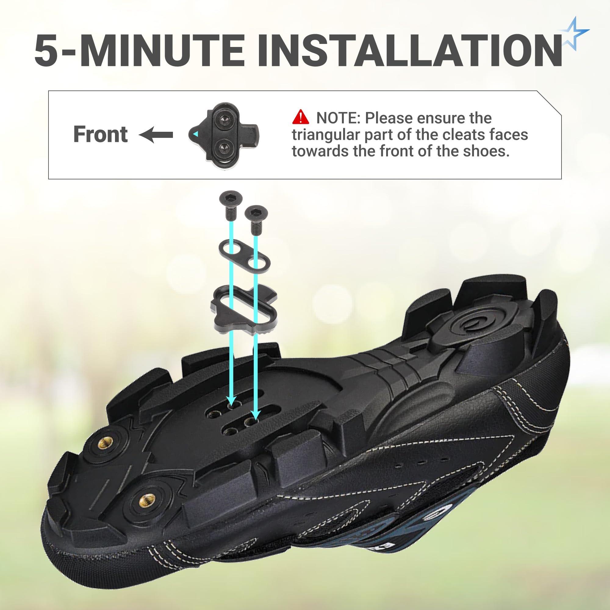 [Lifetime Warranty] Bike Cleats - Compatible with Shimano SPD & Look X-Track Pedals - Cycling Cleat for Cycling Shoes Suitable for Spinning Indoor Cycling Mountain Biking Outdoor Road Cycling - Pack of 2 image 3