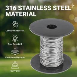 BlueStars 1/32" Wire Rope Kit - 200FT Wire Rope with 50pcs Aluminum Crimping Sleeves Stops - 7x7 Strand Core Heavy Braided Steel Cable for Deck Railing, String Lights, Garden Trellis and More thumbnail 4