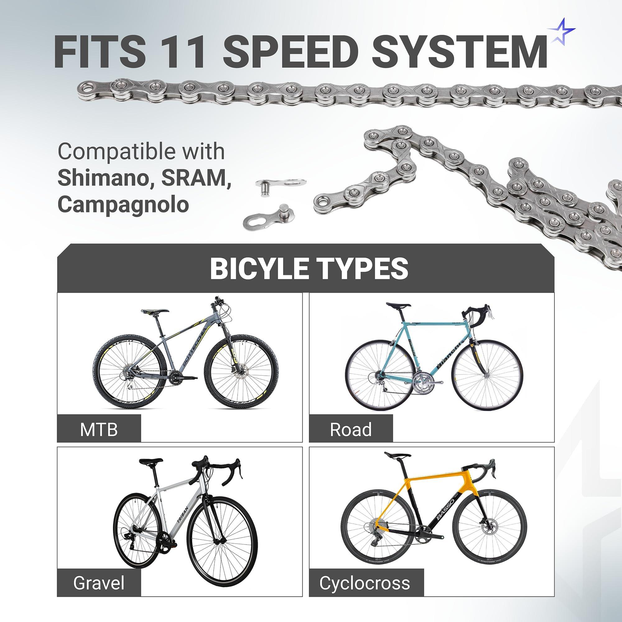 [Lifetime Warranty] 11 Speed Bike Chain 1/2 x 11/128 Inch (116 Links) with Quick Link - Anti-Rust Bicycle Chain - for MTB/Road/Gravel/Cyclocross Bikes - Compatible with Shimano SRAM Campagnolo image 2