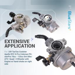[Lifetime Warranty] PZ22 Carburetor Kit - Compatible with 110cc 125cc SSR CRF50 Predators TaoTao Coolster Apollo RFZ Coleman ATV Dirt Bike - w/ 38mm Air Filter Intake Pipe Fuel Filter Line Gaskets Spark Plug thumbnail 4