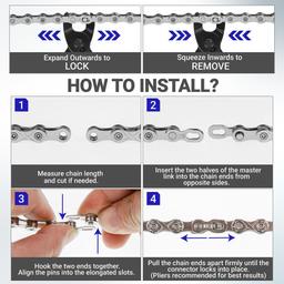 [Lifetime Warranty] 10 Speed Bike Chain 1/2 x 11/128 Inch (116 Links) with Quick Link - Anti-Rust Bicycle Chain - for MTB/Road/Gravel/Cyclocross Bikes - Compatible with Shimano SRAM Campagnolo thumbnail 7