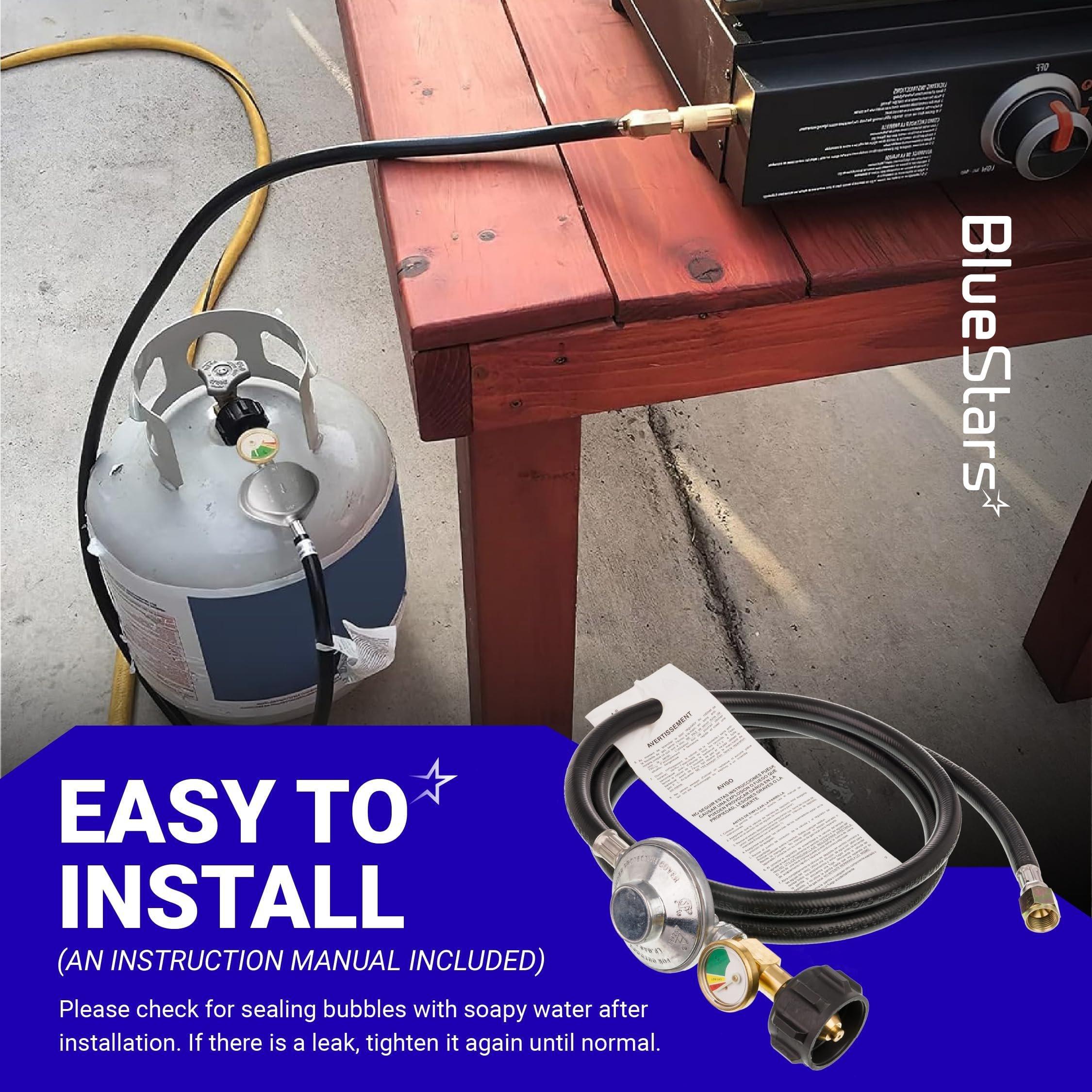 [Lifetime Warranty] [CSA Certified] 6 Feet Propane Hose Regulator with Gauge - Universal Regulator for Weber Nexgrill Cuisinart Grill, Patio Heater and Fire Pit, Low Pressure 3/8" Female Flare Nut image 7